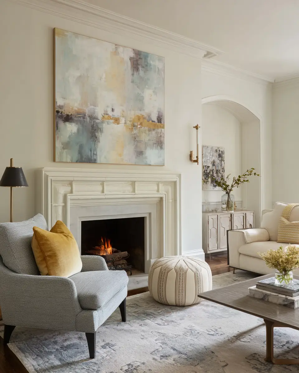 Cream Classic Living Room Decor Ideas