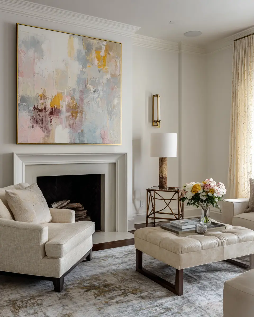 Cream Classic Living Room Decor Ideas