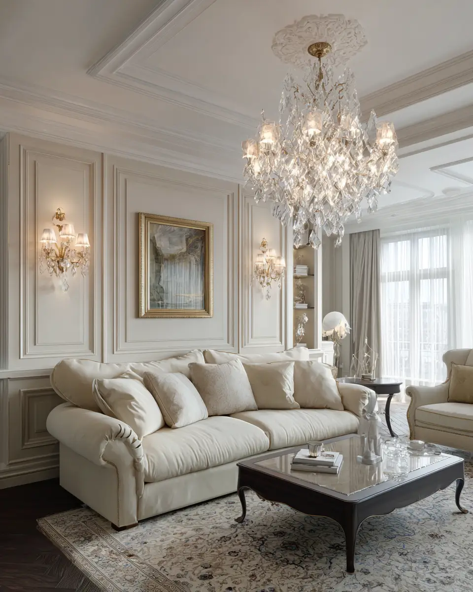 Cream Classic Living Room Decor Ideas