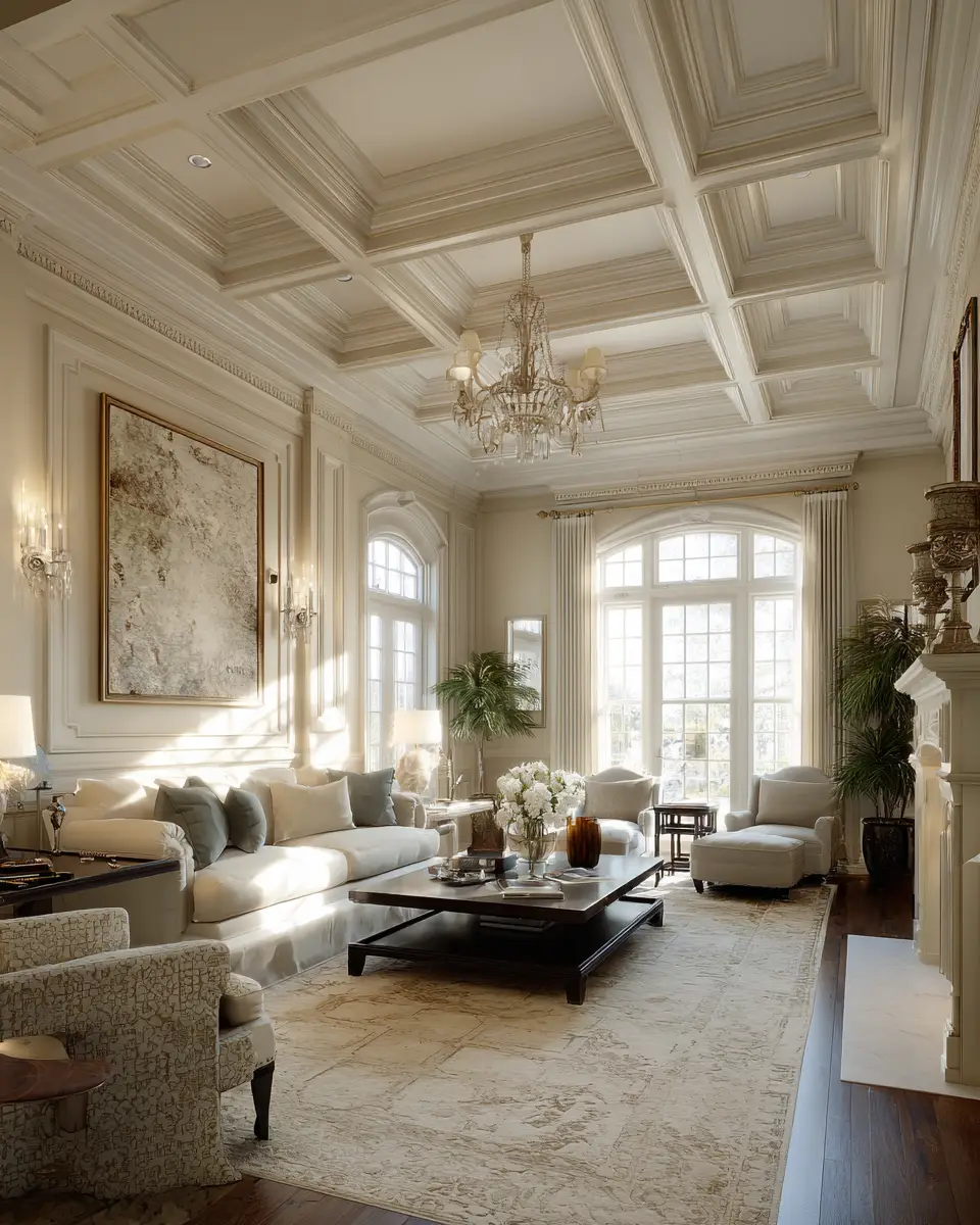 Cream Classic Living Room Decor Ideas