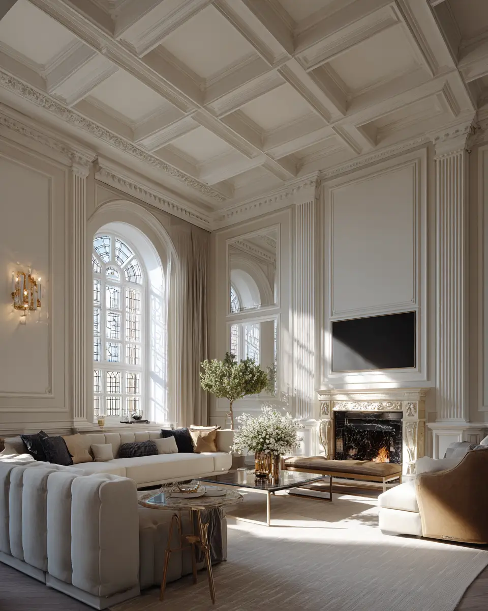 Cream Classic Living Room Decor Ideas