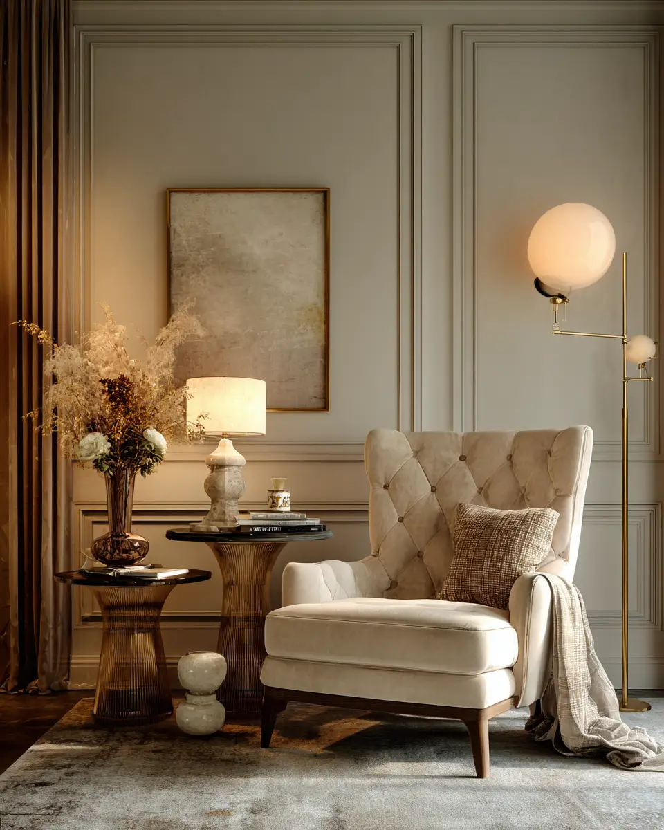 Cream Classic Living Room Decor Ideas