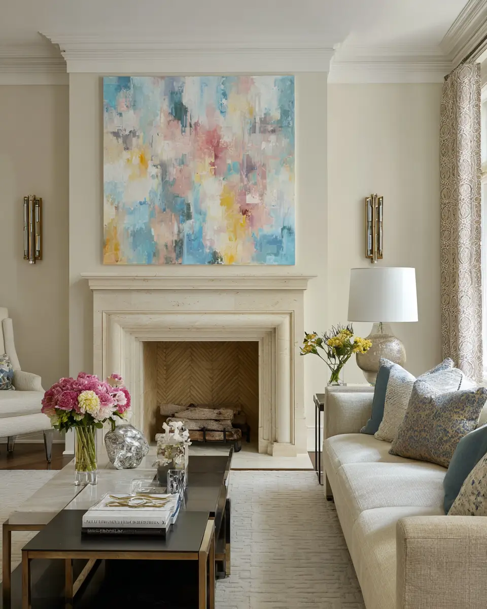 Cream Classic Living Room Decor Ideas