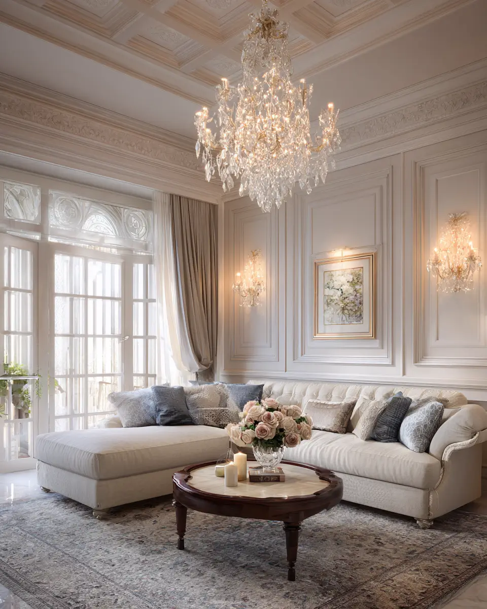 Cream Classic Living Room Decor Ideas