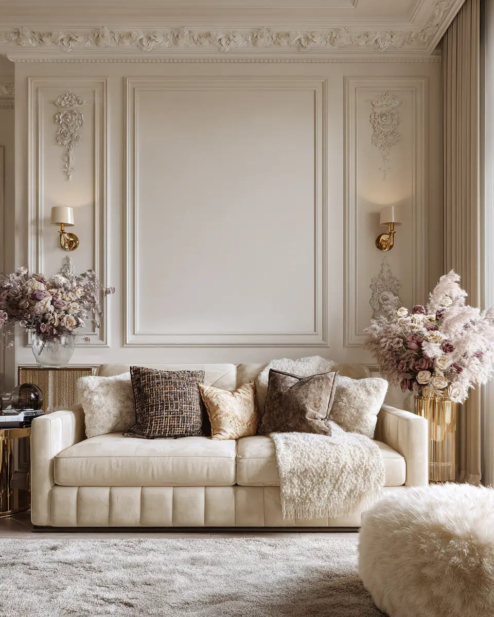 Cream Classic Living Room Decor Ideas