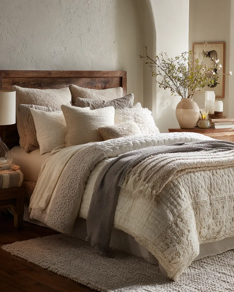 Cream Eclectic Bedroom Decor Ideas