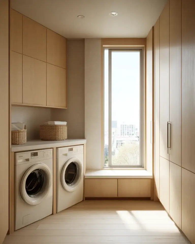 Cream Japandi Laundry Room Decor Ideas - Featured