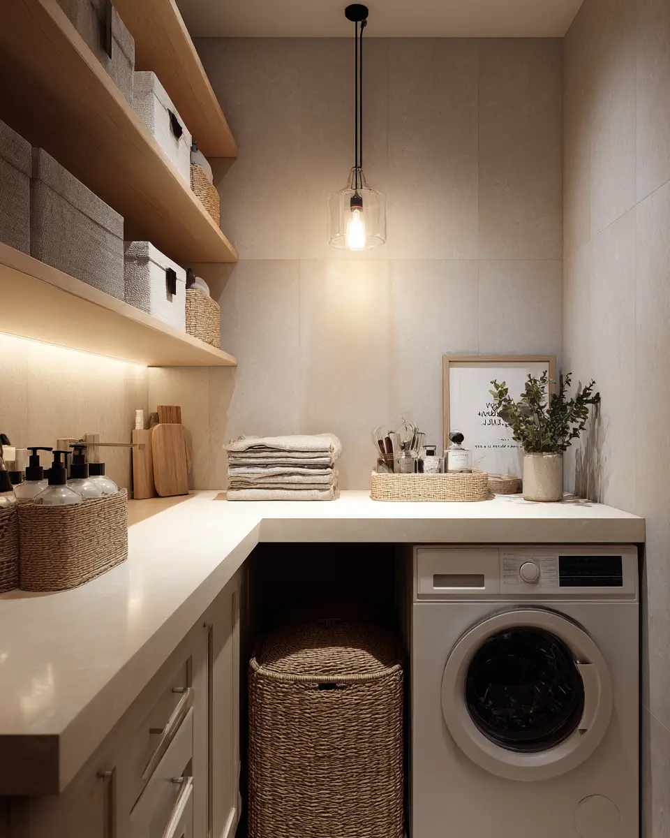 Cream Japandi Laundry Room Decor Ideas