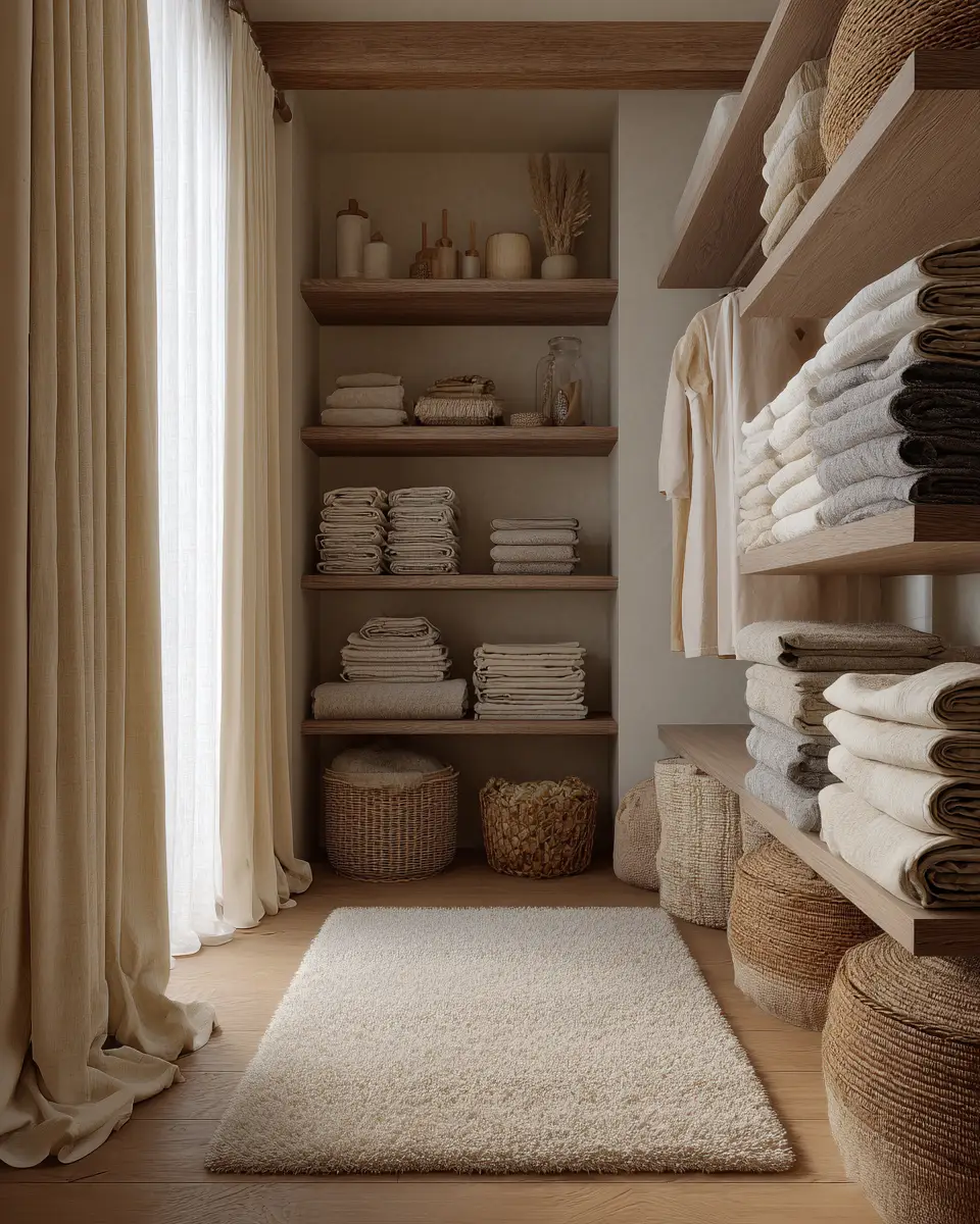 Cream Japandi Laundry Room Decor Ideas