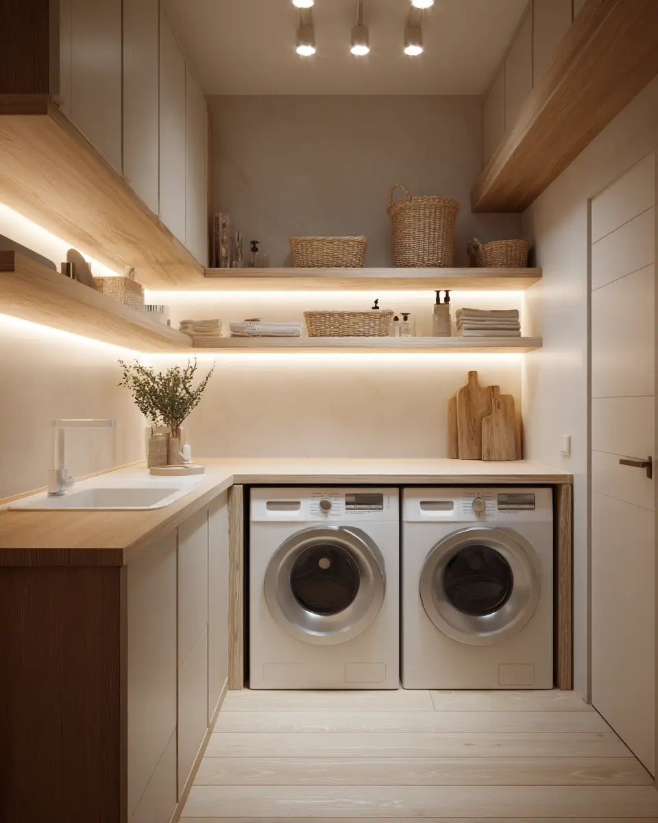 Cream Japandi Laundry Room Decor Ideas