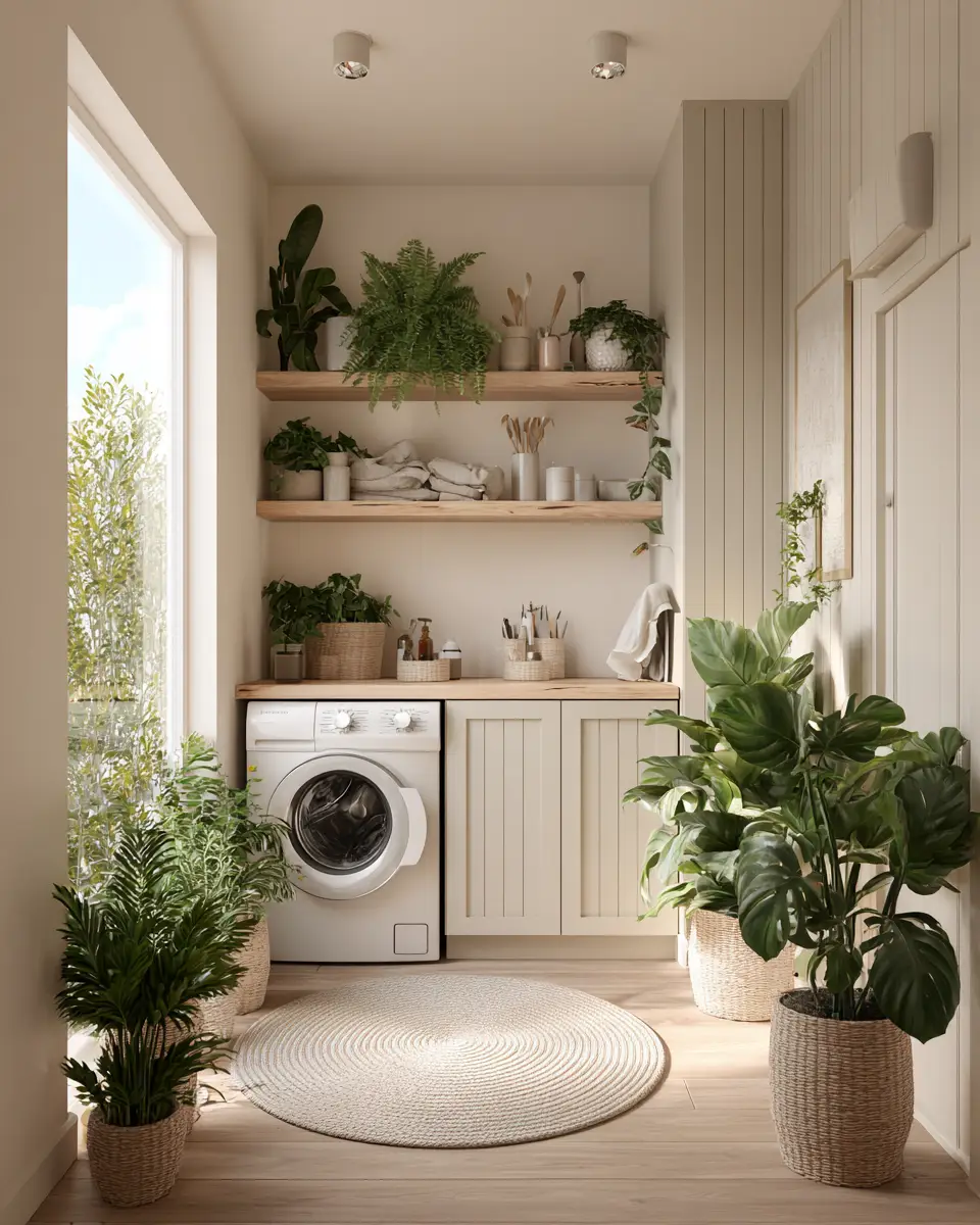 Cream Japandi Laundry Room Decor Ideas