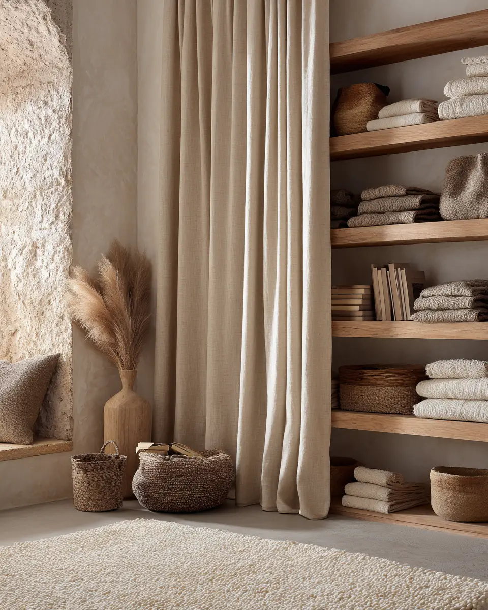 Cream Japandi Laundry Room Decor Ideas