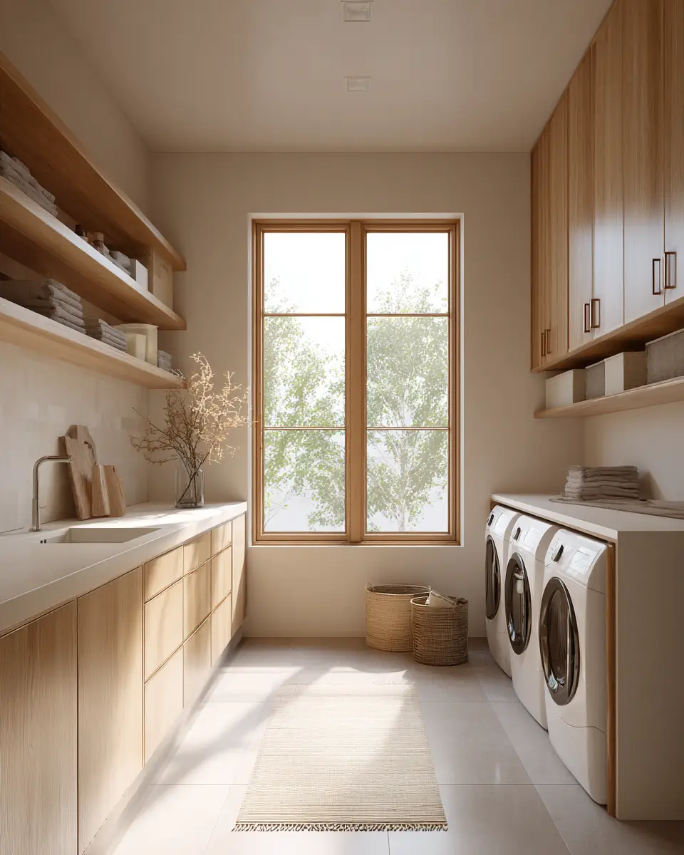 Cream Japandi Laundry Room Decor Ideas