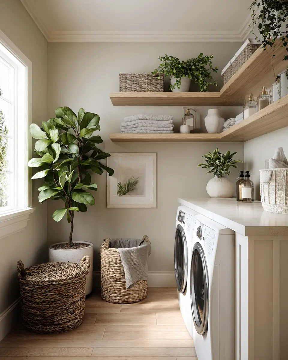Cream Japandi Laundry Room Decor Ideas