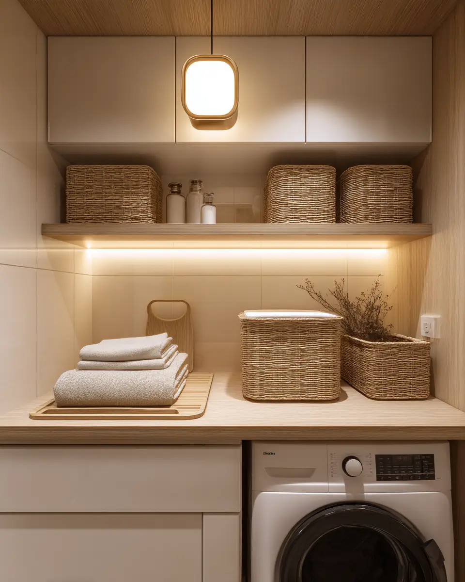 Cream Japandi Laundry Room Decor Ideas