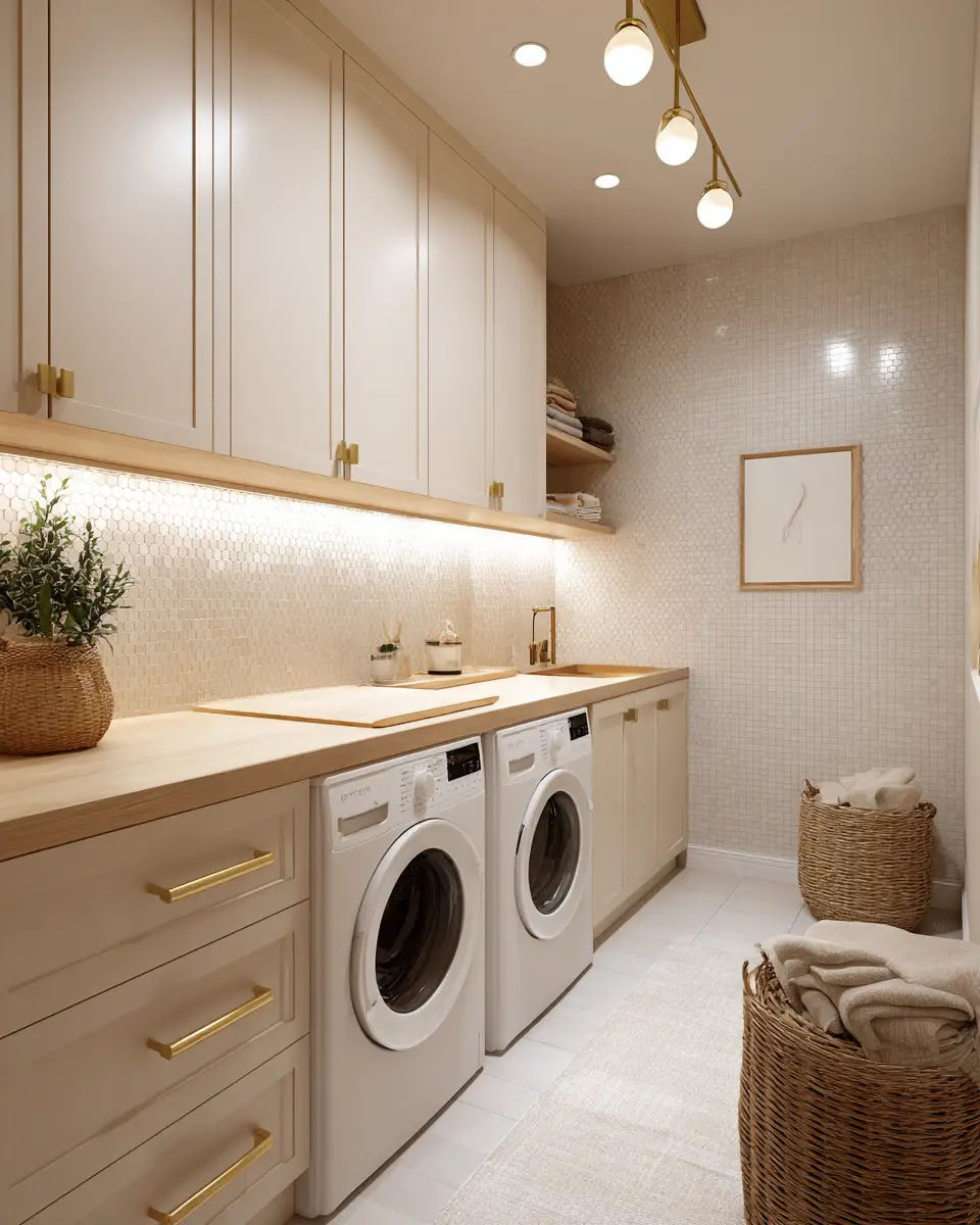 Cream Japandi Laundry Room Decor Ideas