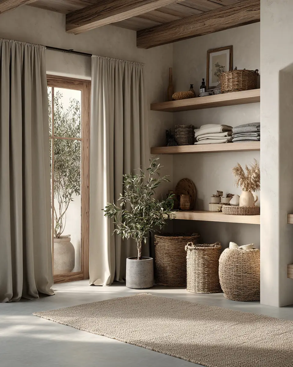 Cream Japandi Laundry Room Decor Ideas