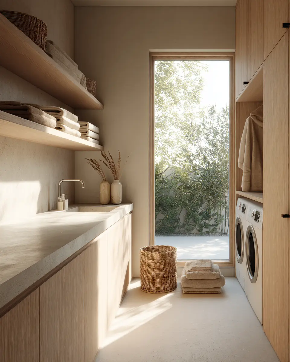 Cream Japandi Laundry Room Decor Ideas