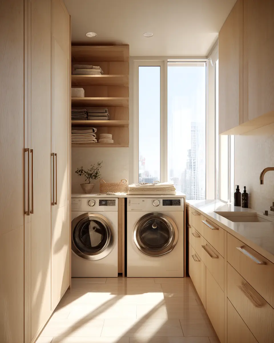 Cream Japandi Laundry Room Decor Ideas