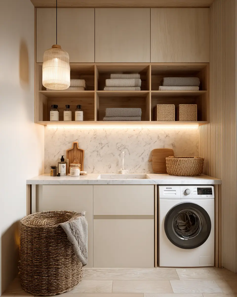 Cream Japandi Laundry Room Decor Ideas