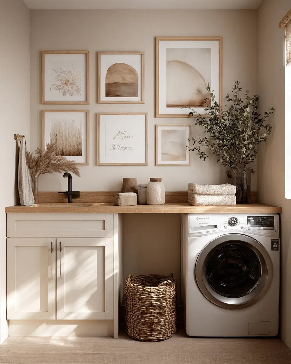 Cream Japandi Laundry Room Decor Ideas