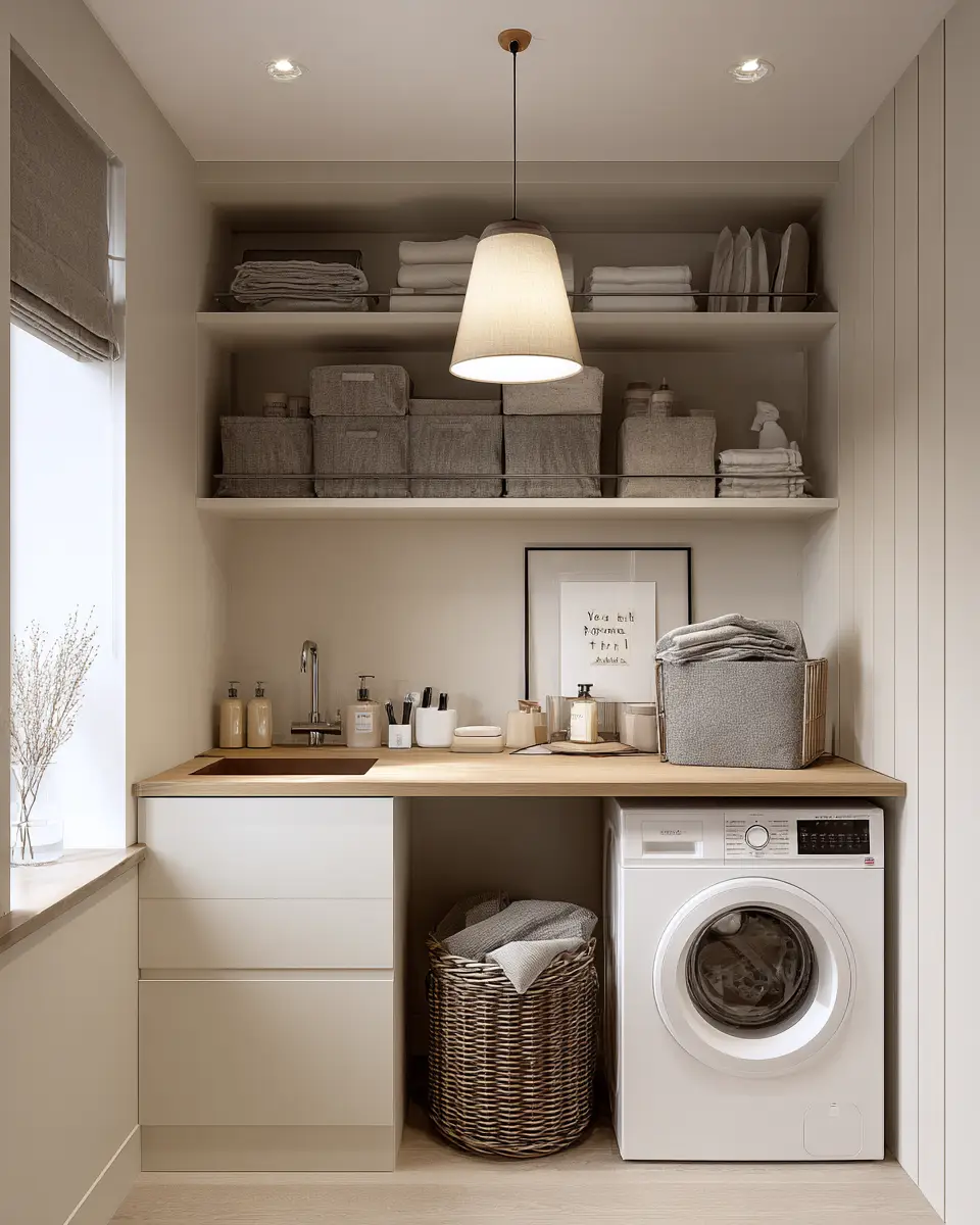 Cream Japandi Laundry Room Decor Ideas