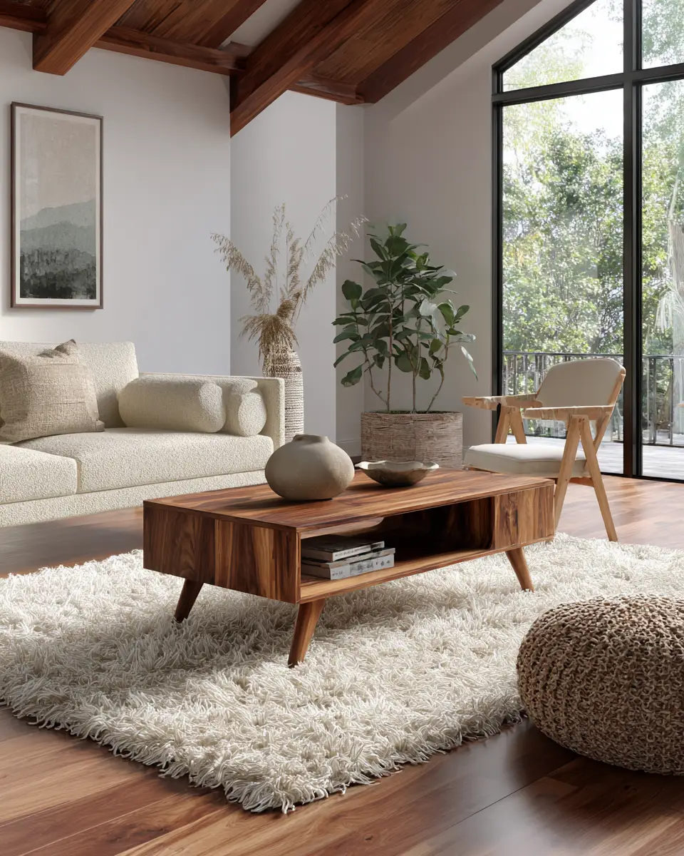 Cream Mid-Century Modern Living Room Decor Ideas
