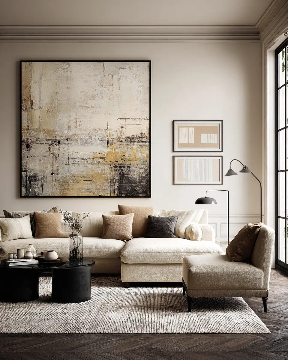 Cream Mid-Century Modern Living Room Decor Ideas