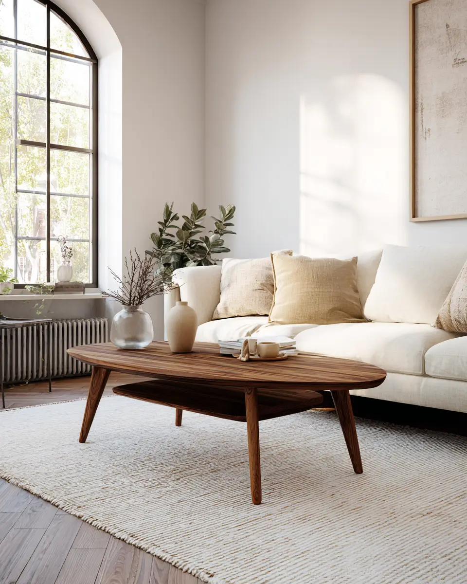 Cream Mid-Century Modern Living Room Decor Ideas