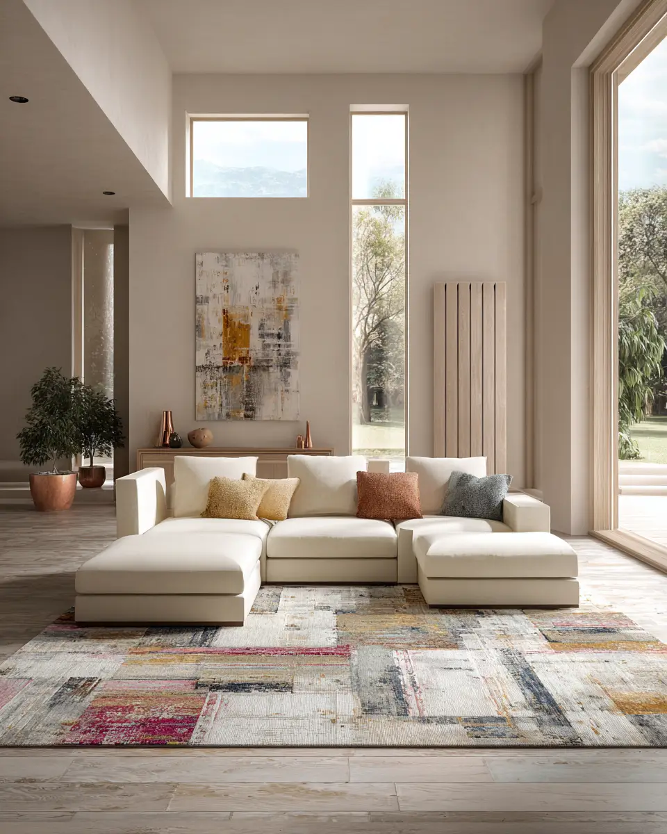 Cream Mid-Century Modern Living Room Decor Ideas