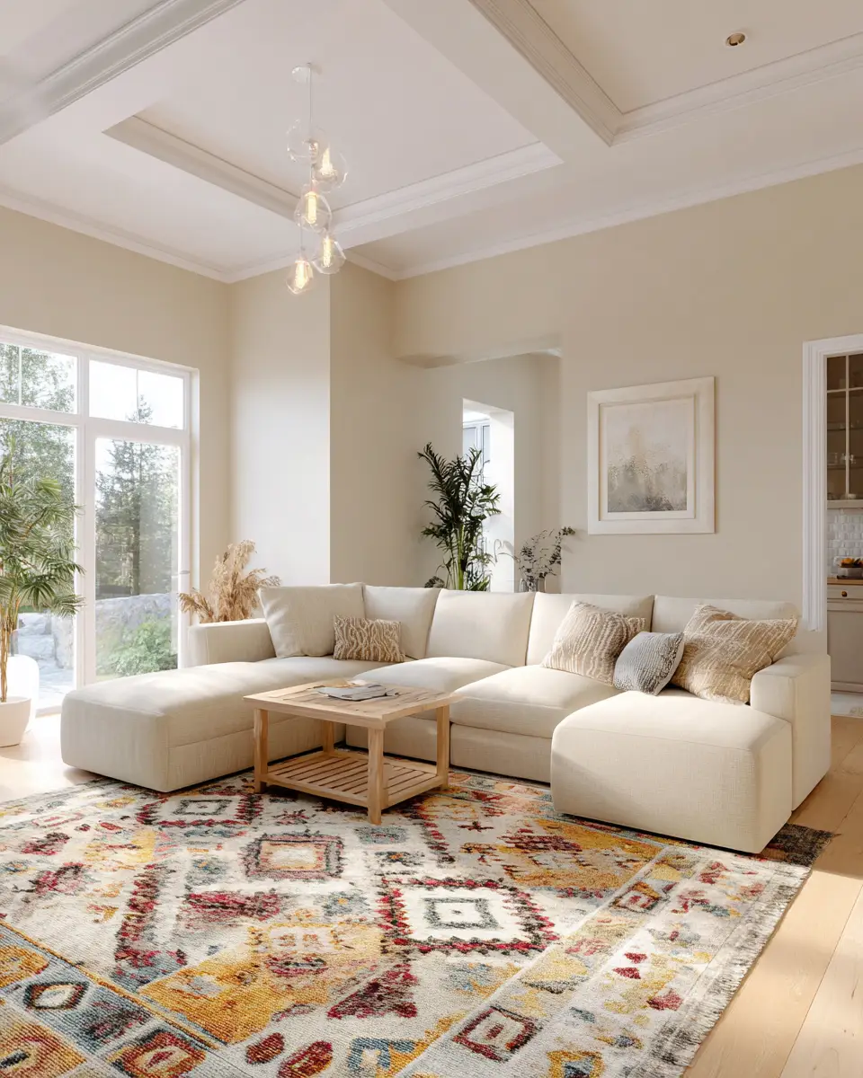 Cream Mid-Century Modern Living Room Decor Ideas