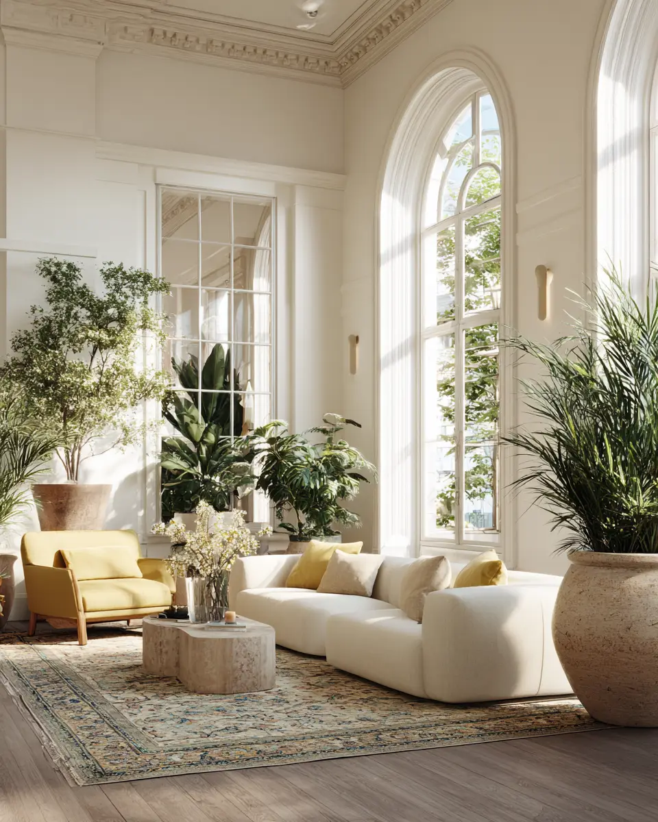 Cream Mid-Century Modern Living Room Decor Ideas