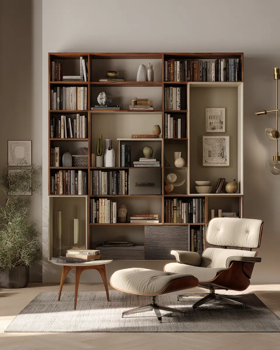 Cream Mid-Century Modern Living Room Decor Ideas