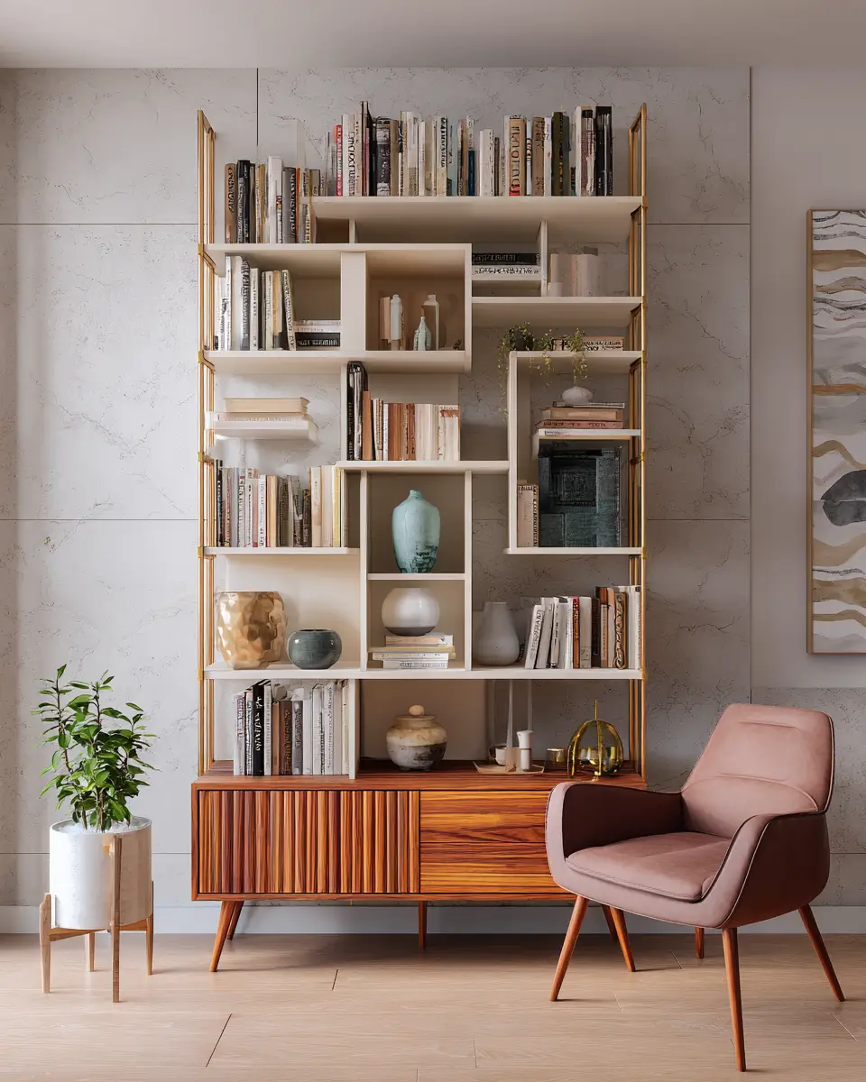 Cream Mid-Century Modern Living Room Decor Ideas