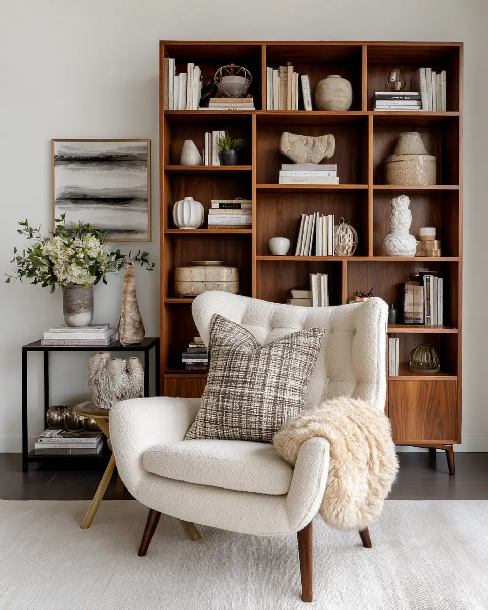 Cream Mid-Century Modern Living Room Decor Ideas