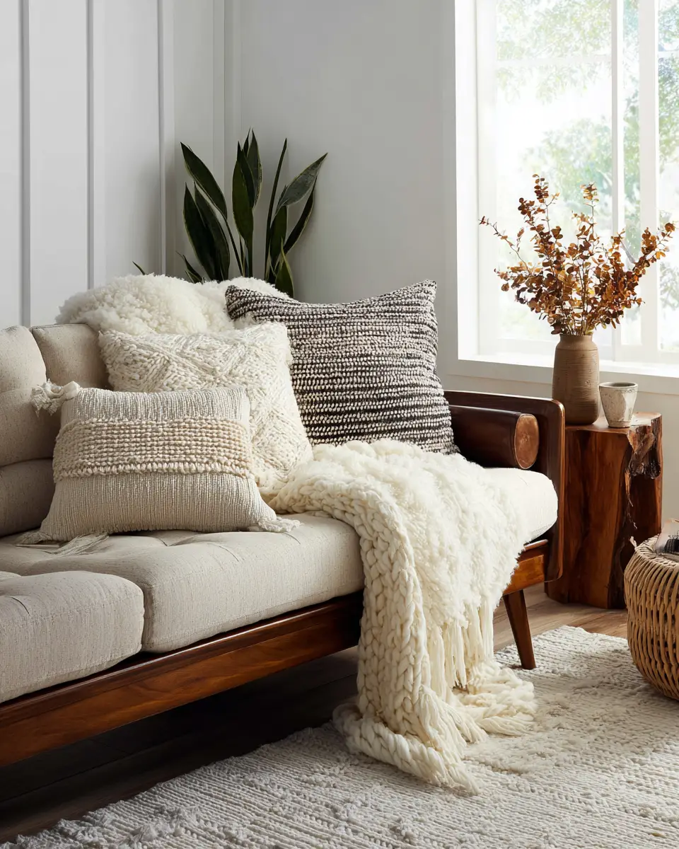 Cream Mid-Century Modern Living Room Decor Ideas