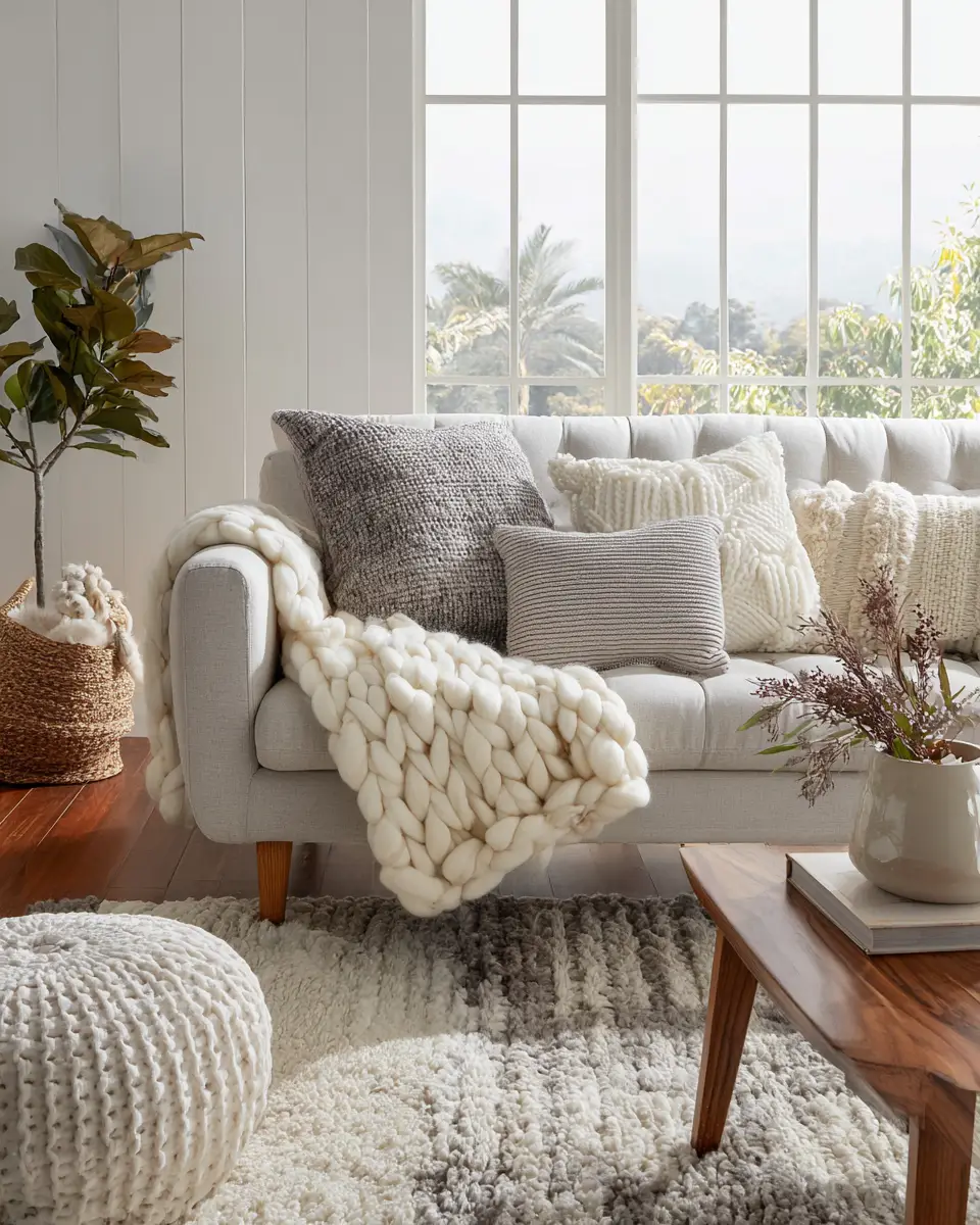 Cream Mid-Century Modern Living Room Decor Ideas