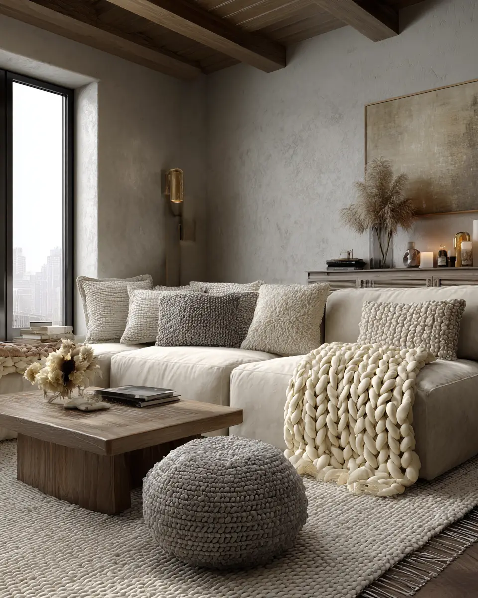 Cream Mid-Century Modern Living Room Decor Ideas