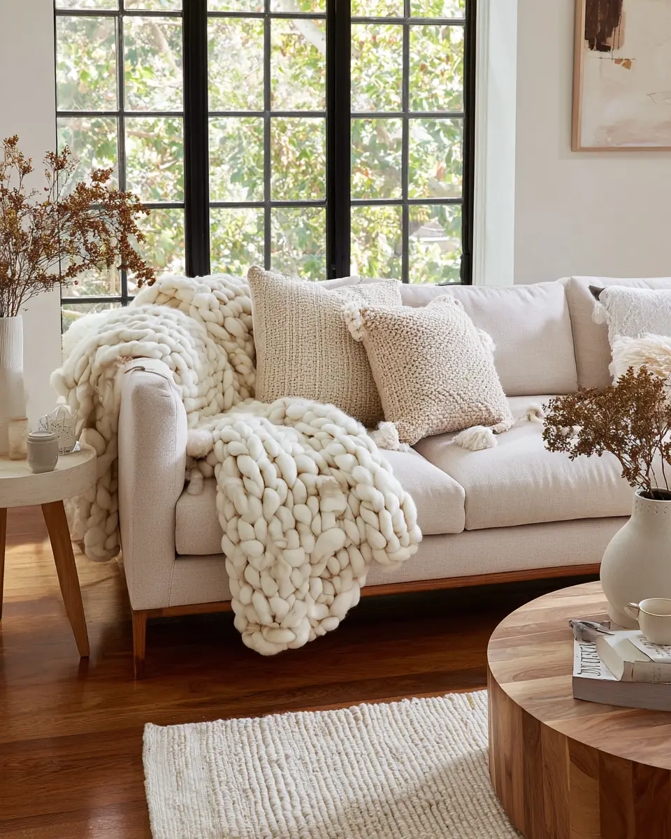 Cream Mid-Century Modern Living Room Decor Ideas