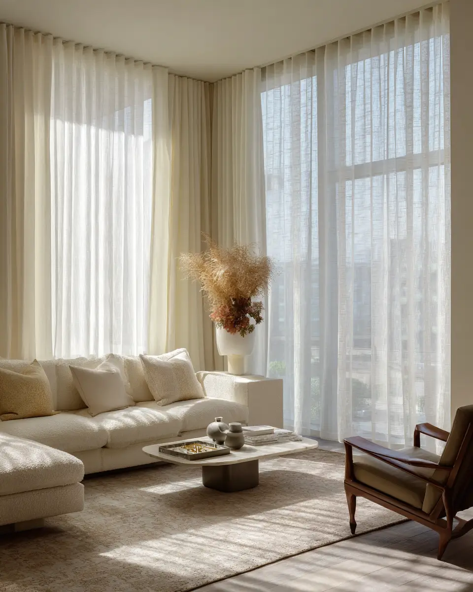 Cream Mid-Century Modern Living Room Decor Ideas