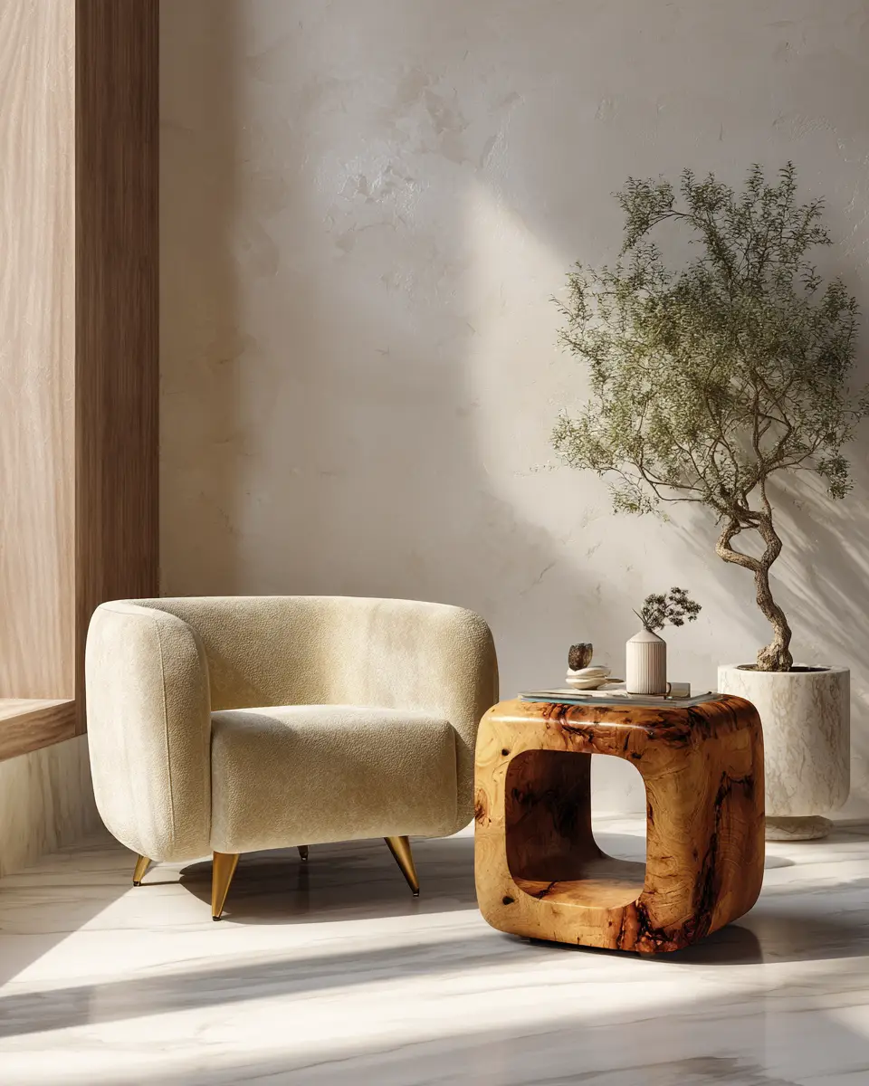 Cream Mid-Century Modern Living Room Decor Ideas