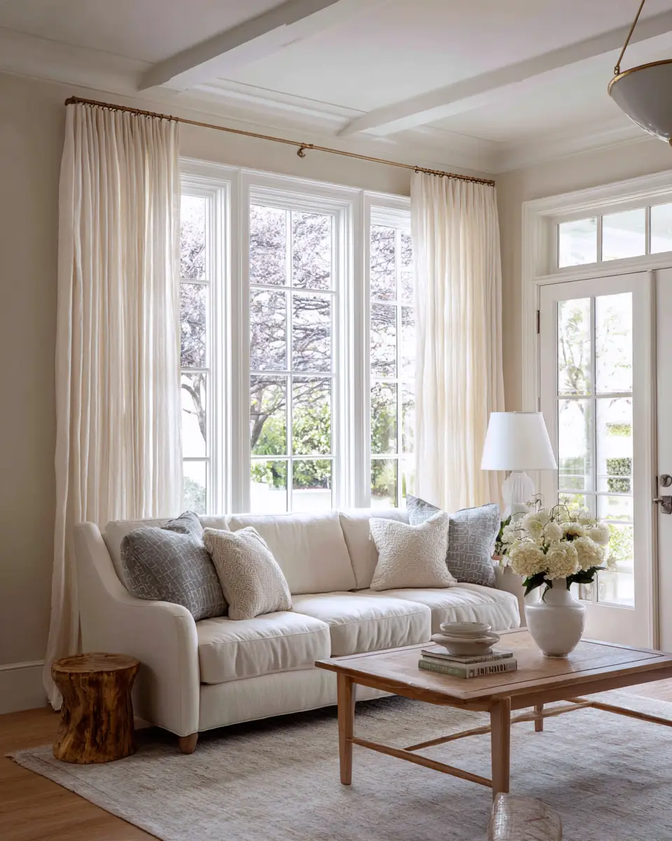 Cream Mid-Century Modern Living Room Decor Ideas