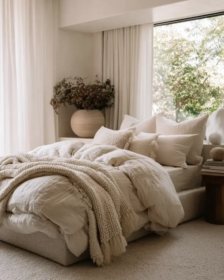 Cream Minimalist Bedroom Decor Ideas - Featured