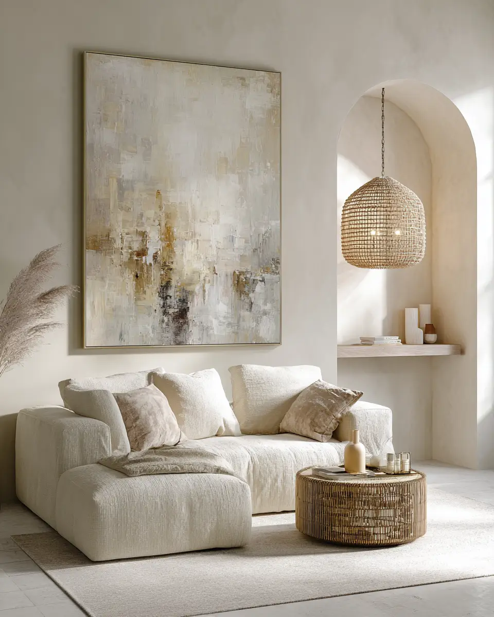 Cream Minimalist Living Room Decor Ideas