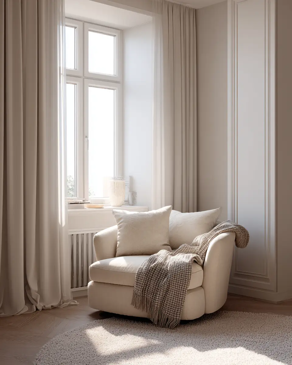 Cream Minimalist Living Room Decor Ideas