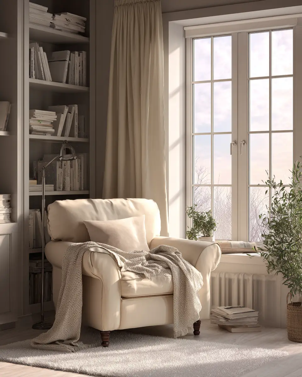 Cream Minimalist Living Room Decor Ideas