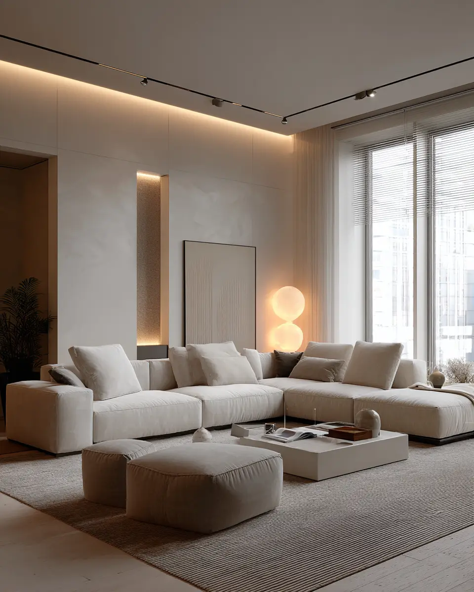 Cream Minimalist Living Room Decor Ideas