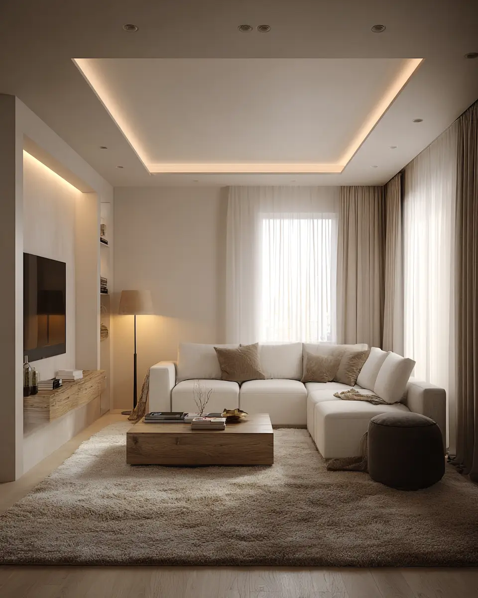 Cream Minimalist Living Room Decor Ideas