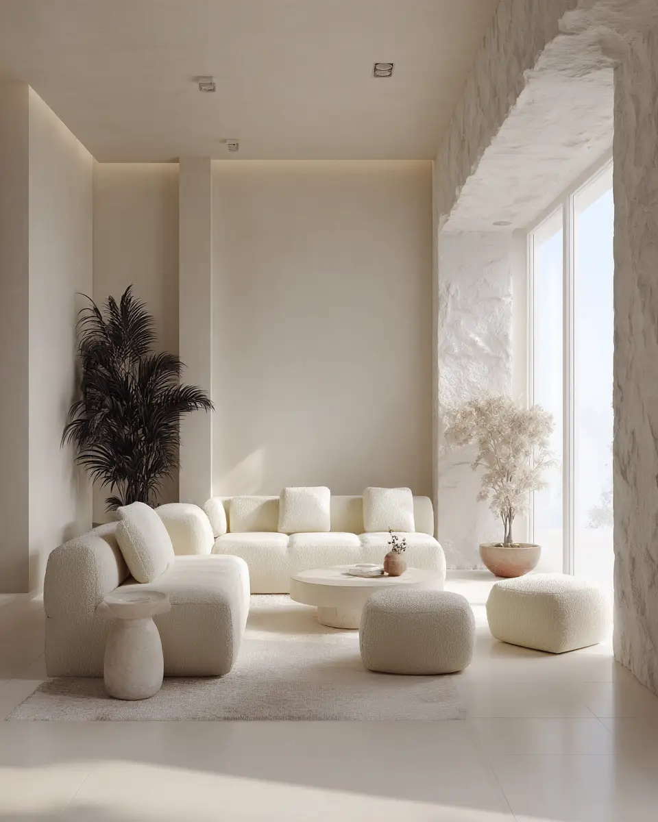 Cream Minimalist Living Room Decor Ideas