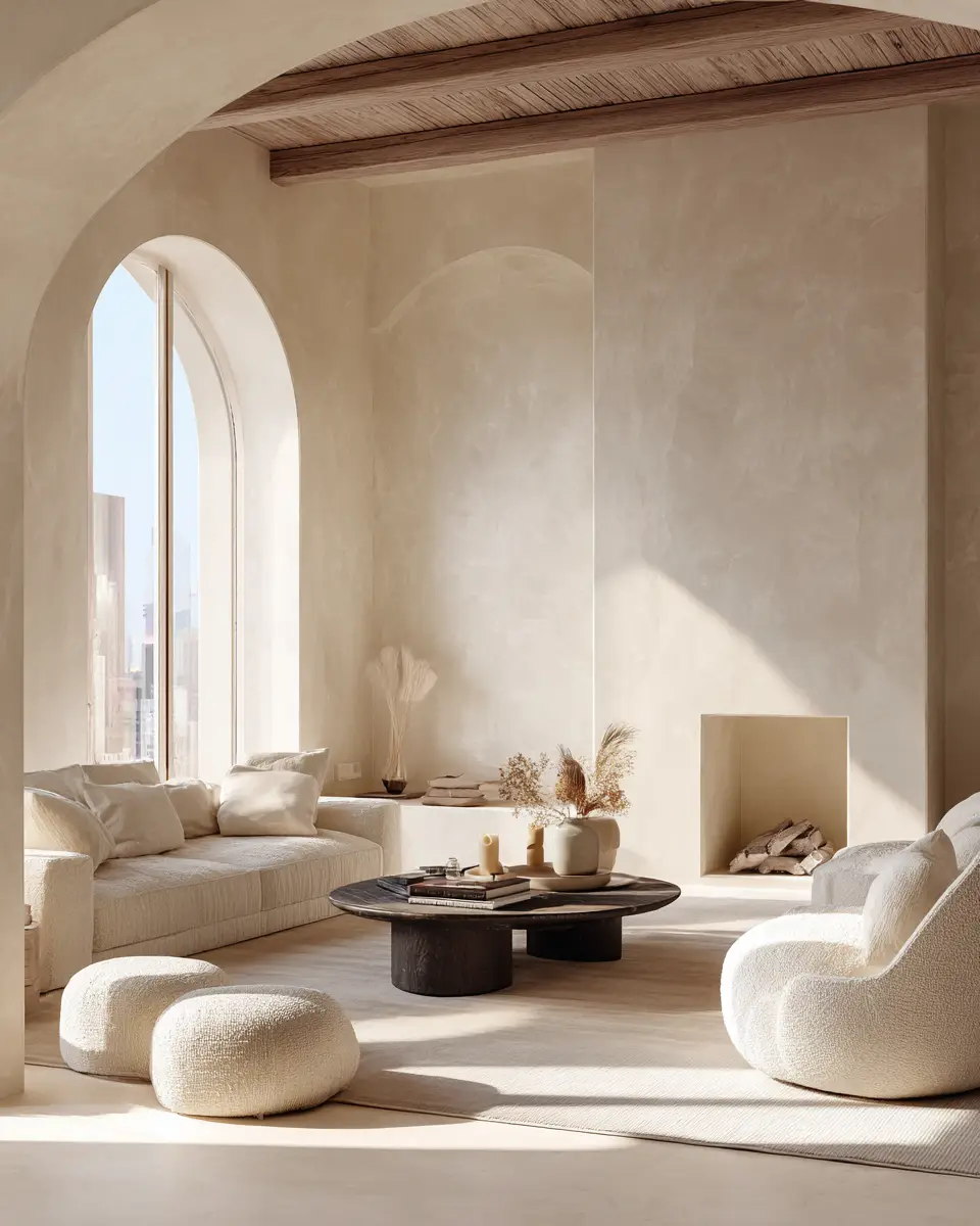 Cream Minimalist Living Room Decor Ideas